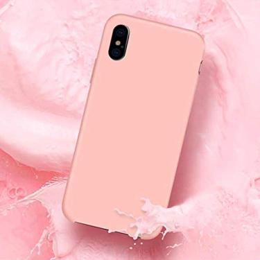Imagem de Capa ultra fina TOTUDESIGN Capa de silicone líquido à prova de quedas cobertura total para iPhone Xs Max (preto) Capa traseira para telefone (cor: rosa)