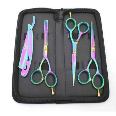 Imagem de Kit 3 Tesouras Profissionais Navalha Cabeleireiro Barbeiro