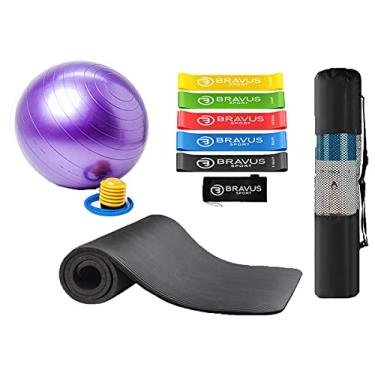 Imagem de Kit Tapete Yoga + Bola Suiça com Bomba de Ar e 5 Mini Bands