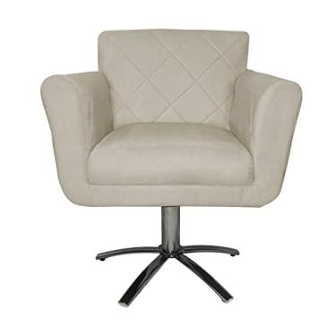 Imagem de Poltrona Decorativa Isabela em Tressê Pés Metal Giratório Suede Bege - DS Estofados