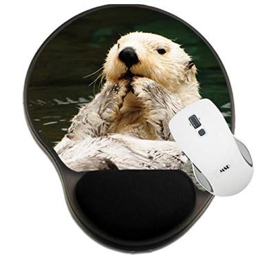 Imagem de MSD Mousepad Mouse pads protegidos com descanso de pulso, tapete com suporte de pulso, ID da imagem: 10505527 Tundra Ártica Branca Otter Comendo