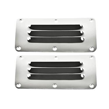 Imagem de MARINE CITY Espelho de aço inoxidável de grau 304 polido estampado com grade de ar com tampa de cabine de ventilação retangular para ventilação de barco (5-1/2 × 5 polegadas) para acessórios de montagem de ferragens marítimas (pacote com 2)