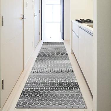 Imagem de Tapetes e tapetes de cozinha antiderrapantes laváveis, corredor longo 20 15 14 pés 12 10 pés tapetes cinza capacho durável, retangular, com borda, lavável na máquina (tamanho: 3x15ft/90x460cm)