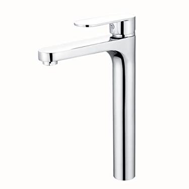 Imagem de LIDON Torneira da pia do banheiro Torneiras de latão torneira da bacia quente e fria torneira do banheiro preta torneira do banheiro de latão para banheiro, cromo B (cor: cromo A)