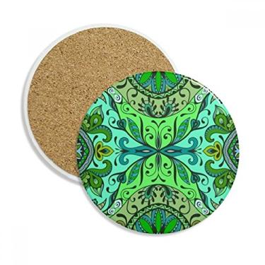 Imagem de Estilo europeu, flores, folhas, padrão, porta-copos, caneca, proteção de mesa, pedra absorvente