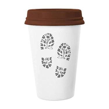 Imagem de Impressão de sapato, pegada, estilo moderno, pôster, caneca, copo, cerâmica, tampa