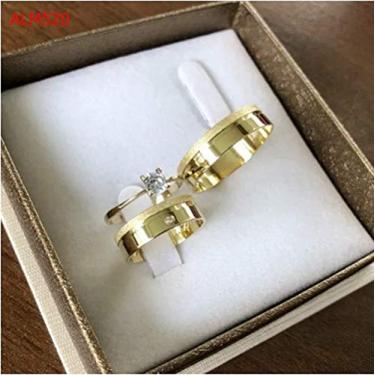 Imagem de PAR DE ALIANÃ‡AS DE MOEDA ANTIGA 6MM + SOLITÁRIO DE MOEDA DE ALM520