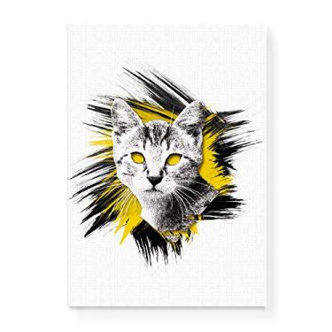 Imagem de Arte Maníacos Quadro Decorativo em Tela Canvas Gato Colagem Fundo Branco - 23x16,25cm