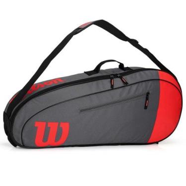 Imagem de Raqueteira De Tenis Wilson Especial Team 3 Pk Cinza Vermelho