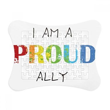 Imagem de LGBT Moldura de quebra-cabeça com bandeira de arco-íris orgulhosa Ally enfeite de quebra-cabeça
