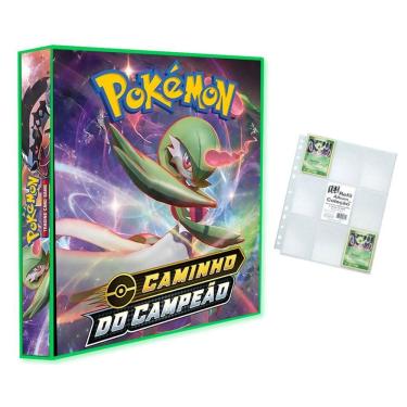 Imagem de Álbum Pasta Fichário Pokemon com 10 Folhas YES 9 Bolsos Caminho do Campeão Capa Dura Reforçado