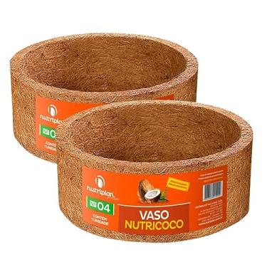 Imagem de Kit 2 Vaso Xaxim De Fibra De Coco Grande Individual 04 Nutricoco Natural 25x13cm Ecológico