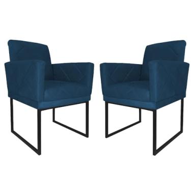 Imagem de Kit 02 Poltronas Klara Base Ferro Preto Suede - Estopar