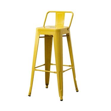 Imagem de Banquetas de bar 73,66 cm moderna simples cadeira de metal mesa de bar cadeira alta cadeira de bar quadrada com cadeiras de bar de encosto (cor: amarelo, tamanho: latão)