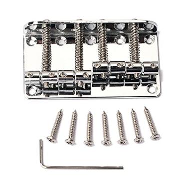 Imagem de 1 conjunto de ponte de liga de zinco para Fender Precision Jazz Bass Guitar Part Chrome 201B-4 Badass