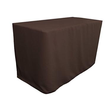Imagem de LA Linen Toalha de mesa ajustada de popelina de poliéster 122 cm C x 61 cm L x 76 cm A, marrom