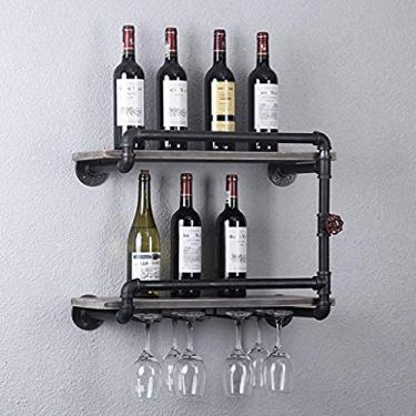 Imagem de Prateleira de parede para vinho, estantes industriais para tubos, madeira americana vintage, prateleiras de armazenamento duráveis ​​de parede 69tranquilidade