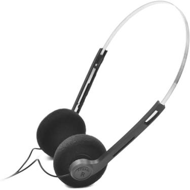 Imagem de BWESOO Fones de ouvido superauriculares retrô pretos, mini fones de ouvido estéreo leves com cabo, fone de ouvido vintage dos anos 80 anos 90 com fio, fone de ouvido estéreo Hi-Fi, para a maioria dos