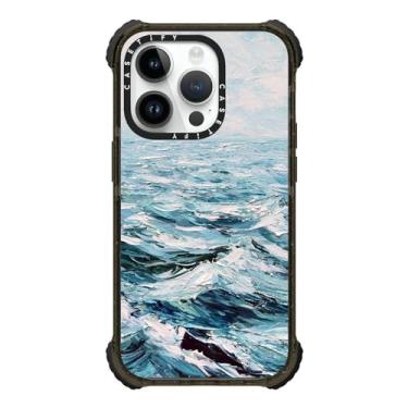 Imagem de CASETiFY Capa Ultra Impact para iPhone 14 Pro [testado contra quedas de grau militar 5X / proteção contra quedas de 3,5 metros] - Mar azul profundo - preto brilhante