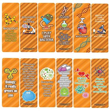 Imagem de Creanoso Marcadores de livro fofos de biologia (10 conjuntos x 6 cartões) – Conjunto de cartas inspiradoras diárias – Cortador de página de livro interessante – Ótimo presente para adultos e