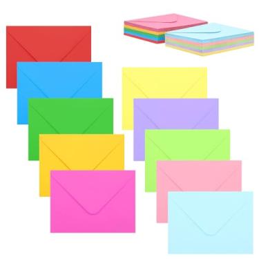 Imagem de Pacote com 100 envelopes 10 x 15 cm, envelopes coloridos com aba de contorno A4 para convites de noivado, convites de casamento, anúncios, chá de bebê, perfeito para cartão RSVP de 120 gsm, 4,5 x 6,4