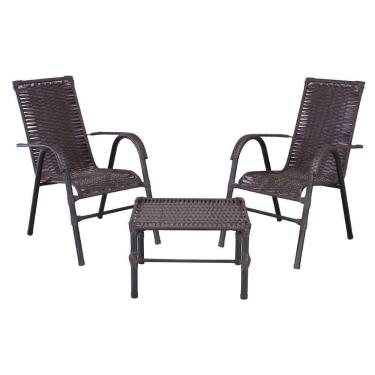 Imagem de Conjunto De Mesa De Centro E 2 Cadeiras Bela Para área Externa Tabaco