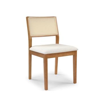 Imagem de Cadeira Alpina Freijó Encosto Telinha Quadrada Crua Assento Em Tecido 132 E Madeira Maciça Freijó