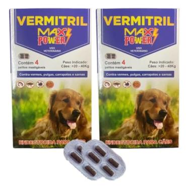 Imagem de Vermitril Max Power - Anti Pulga E Vermes Super Poderoso 8 Comprimidos 20 A 40kg