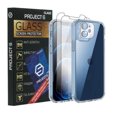 Imagem de Project-S Proteção total de vidro (capa transparente + 2 protetores de tela + protetor de lente) para iPhone 12 (6,1 polegadas) com garantia de substituição vitalícia + 1x mês de serviço VPN premium