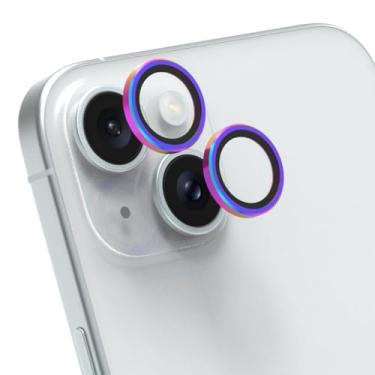 Imagem de PureGear Protetor de lente de câmera para Apple iPhone 15 e 15 Plus, protege a lente da câmera contra quedas e arranhões, protetor de lente de anel individual de vidro temperado HD ultrafino -