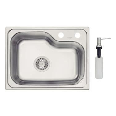 Imagem de Cuba Tramontina Morgana Compact 48 FX Undermount em Aço Inox + válvula e dosador de sabão