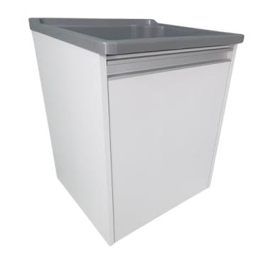 Imagem de Tanque de Lavanderia 26l Plastico + Gabinete MDF Suspenso de Parede Pequeno (Cinza)