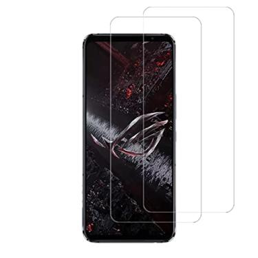 Imagem de AISELAN [2 peças de película transparente HD para Asus ROG Phone 5s, protetor de tela de vidro temperado para ROG Phone 5s, fácil de instalar, sem bolhas, antiarranhões, rigidez 9H HD transparente