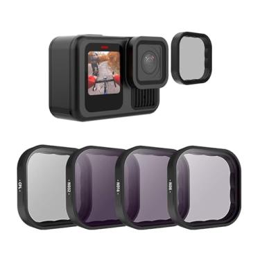 Imagem de Conjunto de filtros ND TELESIN 4 Pack Filtro de lente CPL ND8 ND16 ND32 compatível com GoPro Hero 13, filtro de lente de câmera de densidade neutra Protetor de lente Vidro óptico HD multirrevestido