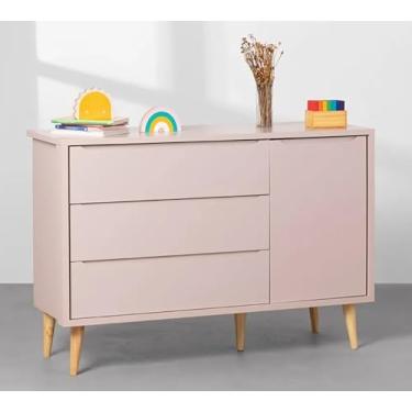 Imagem de Cômoda Theo 1 Porta com Pés Retro Natural - Rosa