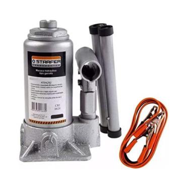 Imagem de Kit Macaco Hidráulico Garrafa 8t + Cabo Bateria 500a Starfer