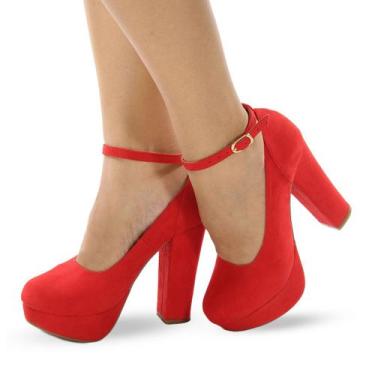 Imagem de Sapato Boneca Re&Ton Meia Pata Salto Grosso MP13, Vermelho, 36