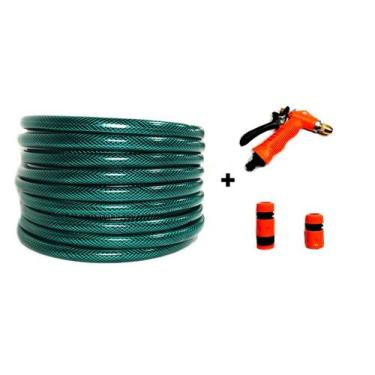Imagem de Mangueira Jardim 20m Trançada Reforçada kit Engate + Esguicho Hidro - 