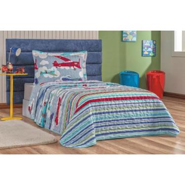 Imagem de Colcha Cobre leito infantil estampada Duo Face Solteiro 2 pç - Safira 