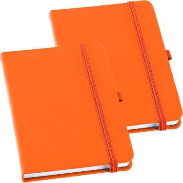 Imagem de Kit 2x Caderneta de Anotações 9x14cm 80 Fls Sem Pauta Laranja - TopGet