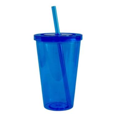 Imagem de Copo Acrílico 1 Litro com Tampa e Canudo - Dóia Kids, Azul