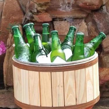 Imagem de Tina Grande Em Alumínio E Madeira Balde Para Gelo E Cerveja - MEDEIROS