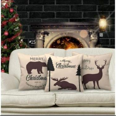 Imagem de Kit Luxo 3 Capas De Almofadas Natalinas Decoração - Gabi Flor, 15