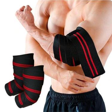 Imagem de Cotoveleira Faixa Elástica De Compressão Proteção Musculação Levantame