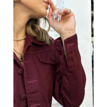 Imagem de Jaqueta Jeans Feminina Botão Encapado Tendência Da Moda - liberty.moda