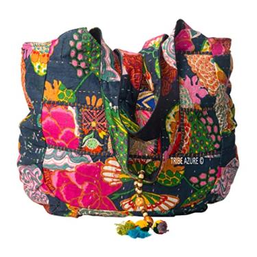 Imagem de Bolsa de ombro feminina vermelha colorida grande mercado escola laptop diário casual confortável boho, Azul marinho, Large XLarge