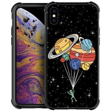 Imagem de Goodsprout Compatível com iPhone Xs Max Capa com balão alienígena sistema solar gráfico para meninas, design de padrão de imagem à prova de choque anti-arranhões capa traseira rígida PC para iPhone Xs