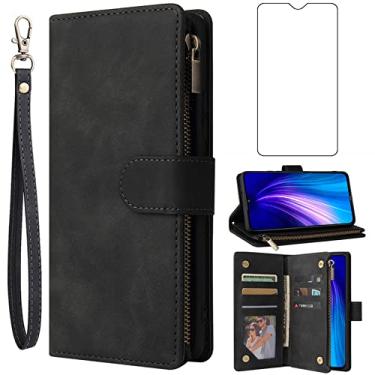 Imagem de Asuwish Capa carteira compatível com Xiaomi Redmi Note 8 Pro, protetor de tela de vidro temperado e capa flip de couro, suporte de cartão, acessórios de celular, capas de telefone para Redme Note8