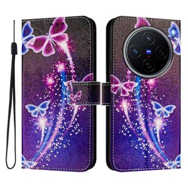 Imagem de Capa carteira para vivo X200 Pro, 3 compartimentos para cartão, 1 compartimento para dinheiro, capa flip de couro PU com padrão fofo, capa com fivela magnética à prova de choque, compatível com sem