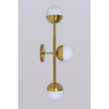 Imagem de Lustre Arandela Tripla Três Bolas Globo Dourado 232 - ILUMINAMUNDO
